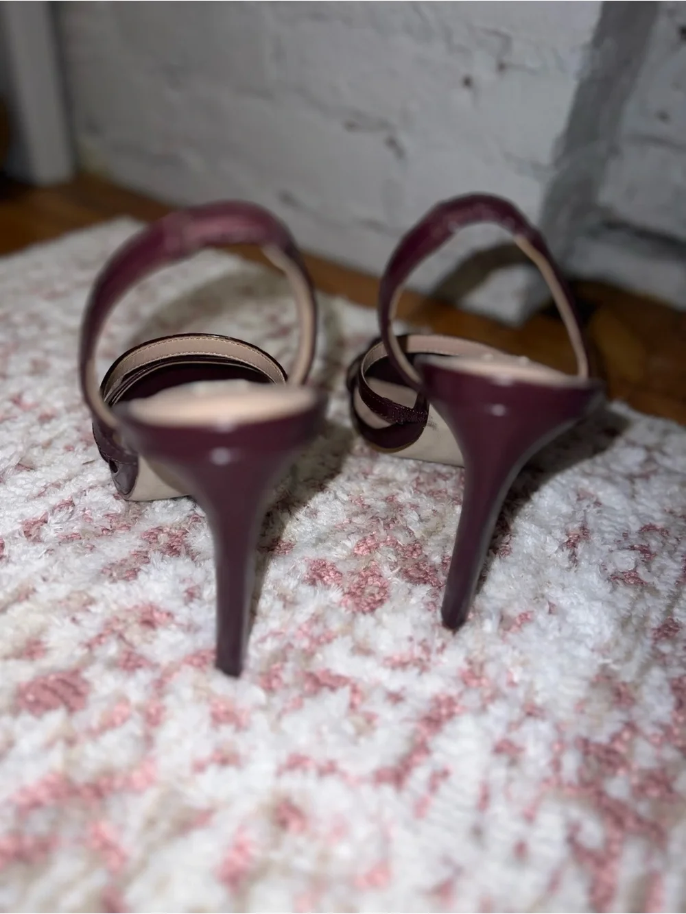 Steve Madden Burgundy Double-Strap Square-Toe Heels